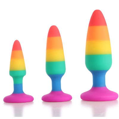 Gökkuşağı Yapay Penis Penis Seks Oyuncak Butt Plug G Noktası Stimülasyonu ROHS Onaylandı