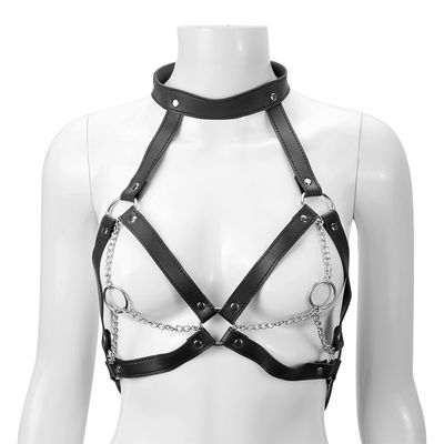 CE Siyah PU Deri Seks Fetiş Esaret Erotik Halter Tank 62cm