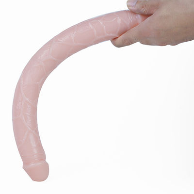 Suya Dayanıklı Gerçekçi Çift Başlı Dong 38cm Kadınlar İçin Esnek