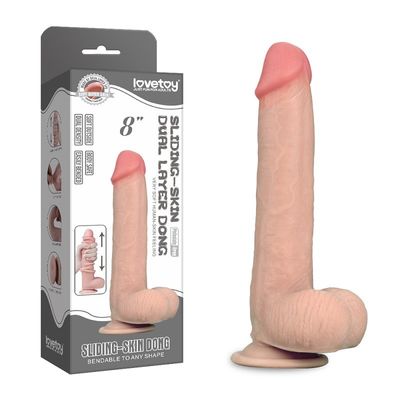 8 inç Büyük Gerçekçi Yapay Penis Seks Oyuncak Kadın Mastürbasyon Çift Katmanlı