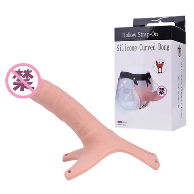 OEM Silikon Vantuz Yapay Penis 26cm Kavisli Dong Üzerinde Hollw Kayış