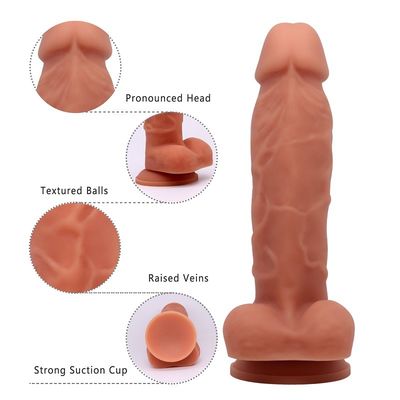 Vantuz Lezbiyen Yapay Penis Seks Oyuncak 7.4 İnç Sağlıklı Silikon OEM ODM