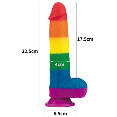 Sıvı Silikon 22.5cm Gökkuşağı Yapay Penis Seks Oyuncak Vantuzlu Sahte Penis