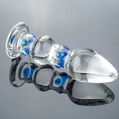 IP68 Uzaktan Kumanda Cam Butt Plug Seks Oyuncakları Şeffaf kristal penis