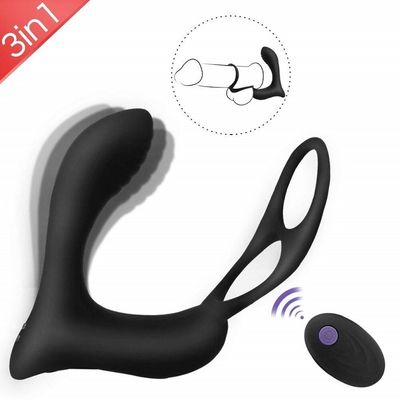 3 Bir Erkek Yüzük Vibratör Kişiselleştirilmiş Butt Plug Kablosuz Uzaktan Kumanda 400mah