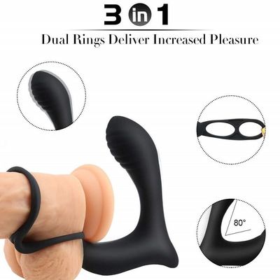 3 Bir Erkek Yüzük Vibratör Kişiselleştirilmiş Butt Plug Kablosuz Uzaktan Kumanda 400mah