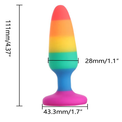 Gökkuşağı Yapay Penis Penis Seks Oyuncak Butt Plug G Noktası Stimülasyonu ROHS Onaylandı