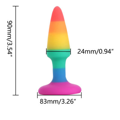Gökkuşağı Yapay Penis Penis Seks Oyuncak Butt Plug G Noktası Stimülasyonu ROHS Onaylandı