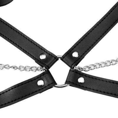 CE Siyah PU Deri Seks Fetiş Esaret Erotik Halter Tank 62cm