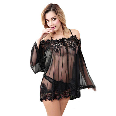 Spandex Blend Dantel Yetişkin Sexy Lingerie Backless Tül Perspektif Gecelik